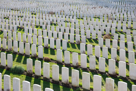 The graves of military war soldiers in Flanders