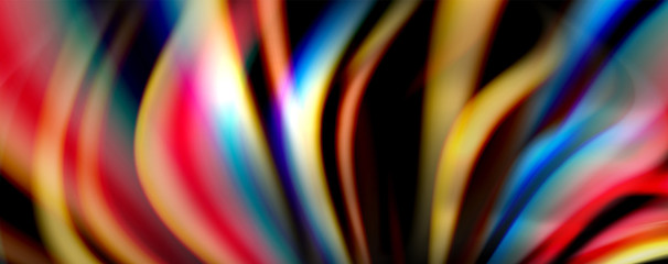 Fluid color swirls on black. Modern background with trendy design