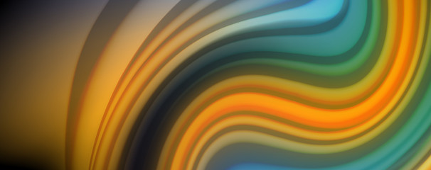 Abstract wave lines fluid rainbow style color stripes on black background. Artistic illustration for presentation, app wallpaper, banner or poster