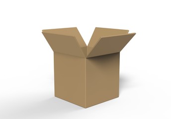 Blank Heavy-Duty Medium Open Packaging Box for mock up and branding. 3d render illustration.