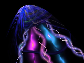Neon jellyfish. 3D illustration. Isolated design element.