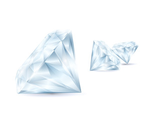 Realistic Detailed 3d Shiny Bright Diamond Set. Vector