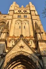 Cathedral of Saint John Divine (1892), cathedral of Episcopal Diocese of New York City, located at 1047 Amsterdam Avenue in Manhattan. Sunset