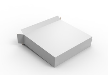 Blank Side Loading Open Packaging Box for mock up and branding. 3d render illustration.