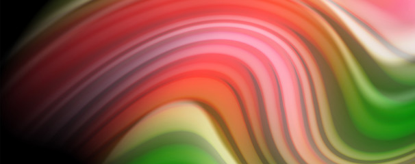 Obraz premium Fluid liquid color wave lines, glowing colorful light effect, abstract composition template. Geometric technology abstract pattern. Movement concept