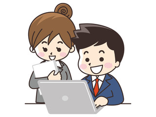 ノートパソコンを見るビジネスマン