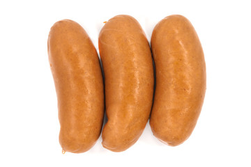 Smoked meat sausage isolated on white background