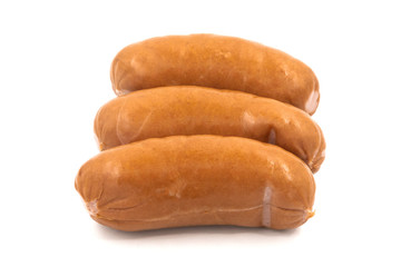 Smoked meat sausage isolated on white background