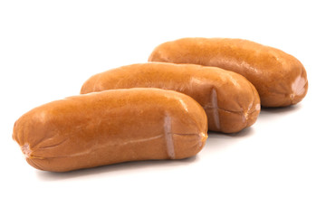 Smoked meat sausage isolated on white background