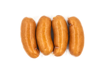Smoked meat sausage isolated on white background