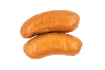 Smoked meat sausage isolated on white background