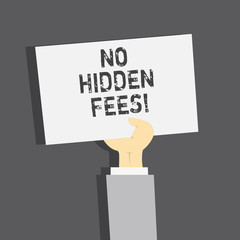 Handwriting text No Hidden Fees. Concept meaning Tagged price is the one that you pay not additional payments