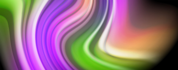 Fluid liquid color wave lines, glowing colorful light effect, abstract composition template. Geometric technology abstract pattern. Movement concept