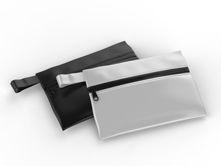 Blank Zipper  Pouch for branding and mockup. 3d render illustration.