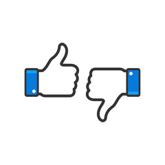 like icon vector. Thumbs up icons. social media symbol. Like and dislike icon. Thumbs up and thumbs down