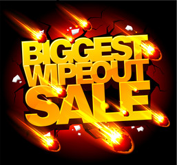 Biggest wipeout sale banner concept with meteorites rain