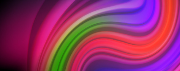 Fluid liquid color wave lines, glowing colorful light effect, abstract composition template. Geometric technology abstract pattern. Movement concept