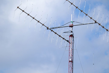 small amateur radio antenna tower and masts for communication between residents photo