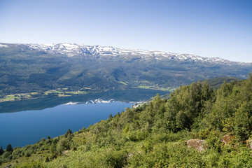 Fototapeta na wymiar Mount Hanguren Views in Voss Norway
