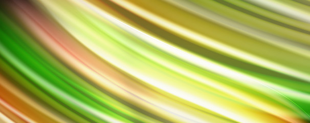 Obraz premium Fluid liquid color wave lines, glowing colorful light effect, abstract composition template. Geometric technology abstract pattern. Movement concept