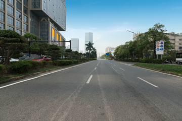 empty highway with cityscape and skyline of shenzhen,China