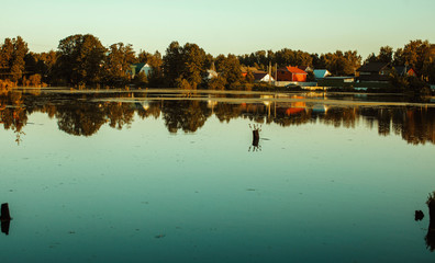 Obraz premium sunset on lake