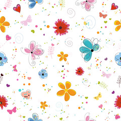 Floral spring summer time background with white