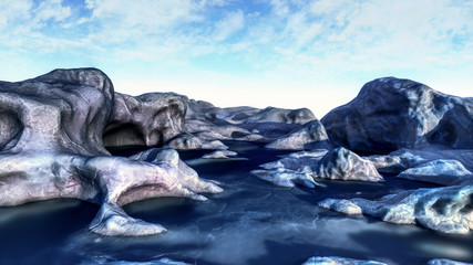 3d illustration of an arctic landscape. 3D render.