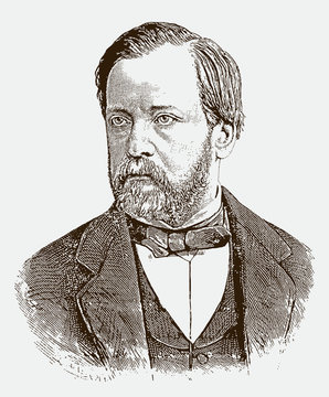 Portrait of Louis Pasteur, historic French scientist, after engraving from 19th century
