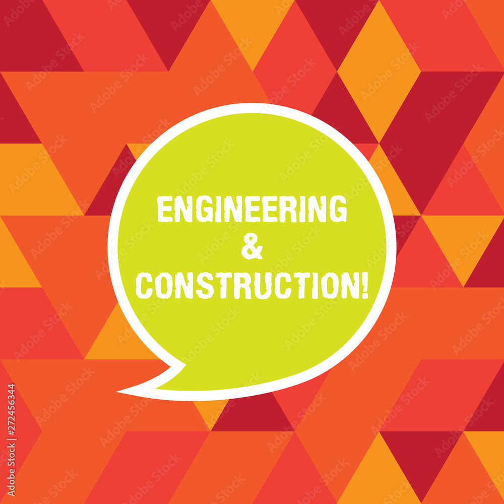 Poster word writing text engineering and construction. business concept for applying technical knowledge to