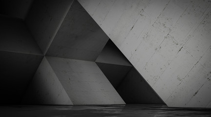 Abstract empty concrete space with geometric shapes, contemporary architecture background, 3d render.