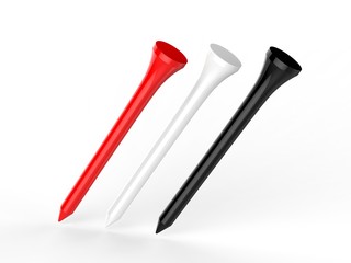 Blank Promotional Plastic Golf Bulk Tee for branding. 3d render illustration.