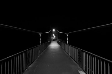 Night photo of the bridge in Wroclaw.