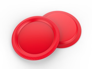 Blank Promotional Party Plate. 3d render illustration.