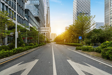 empty highway with cityscape and skyline of shenzhen,China