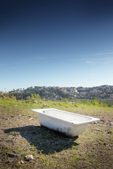 taking a bath on top of the world