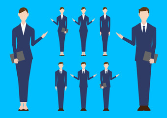 Set of business people. Vector illustration. Flat design. Man and woman. . No.2