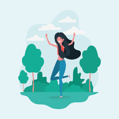 Avatar girl jumping in the park design