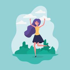 Avatar girl jumping in the park design