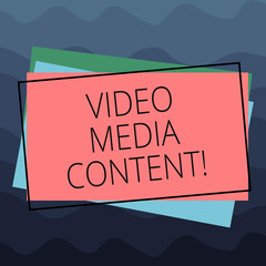 Conceptual hand writing showing Video Media Content. Business photo text images and audio used to communicate brand message Pile of Rectangular Outlined Different Color Construct Paper