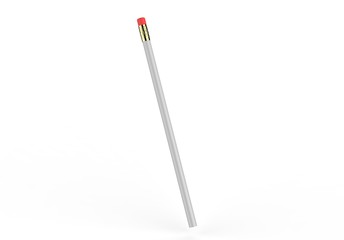 Blank pencil with eraser for branding 3d illustration.