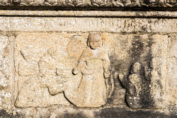 Guehenno, France. The Calvary of Guehenno, dating from 1550, one of the seven great calvaries (enclos paroissial) of Brittany (Bretagne)
