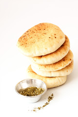 Pita bread on a white background