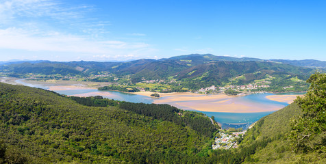 panoramic view of urdaibai estuary at basque country coast