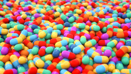 3d medicine capsules background illustration