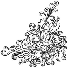 Hand drawn doodle element in vector. Ethnic design. Black and white version. EPS 10