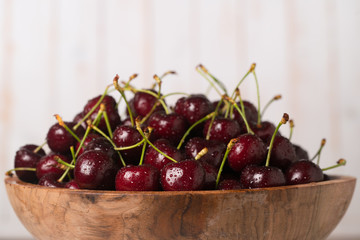 dark red ripe sweet cherry close up