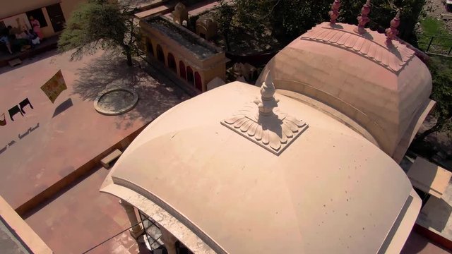  Vrindavan, India, "Gaudiya Acarya samadhis," holy shrine 4k aerial 