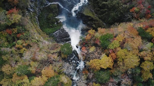 紅葉の華厳の滝 奥日光 kegon falls Nikko Japan 空撮 ドローン撮影 4K 動画