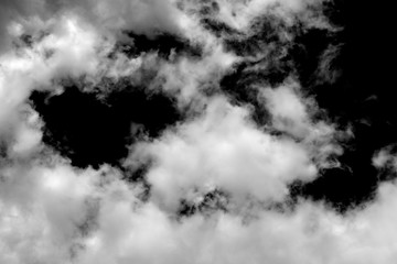 White cloud, Fluffy texture , Abstract, isolated on black background